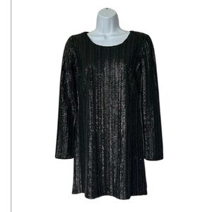Dress The Population black sequin mini shift dress long sleeve Size S